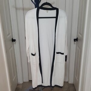 Essentials Milano White Cardigan with Black Trim